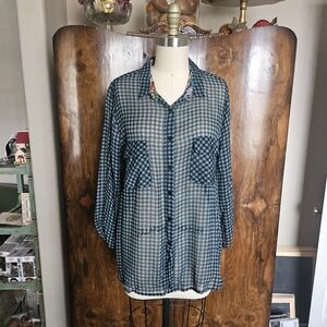 Jade Mint and Black Checkered Top